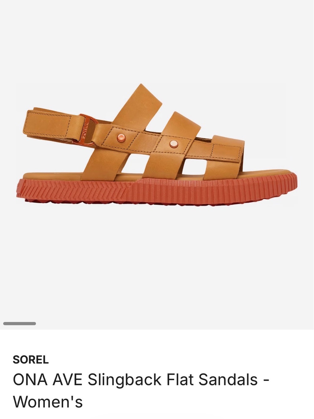 Sorel ONA AVE Slingback Flat Sandals -Canyon Gold (BNIB) - Picture 1 of 8